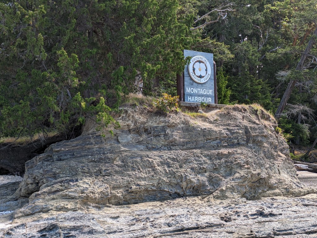 Sign for the Montague Harbour Provincial Marine Park.